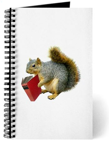 squirrel with book journal
