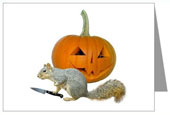 squirrel carving pumpkin card