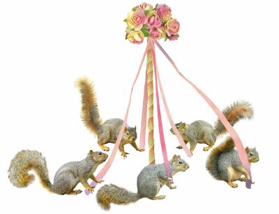 squirrels dancing around the maypole