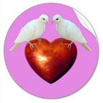 doves on heart stickers at zazzle